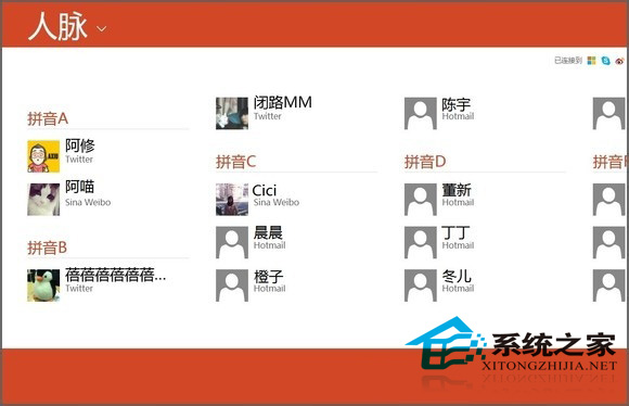  Win8如何使用人脉应用的链接来整合相同联系人
