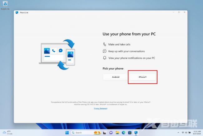 Win11系统 Phone Link 应用支持 iPhone ，用户可在 PC 端收发短信、打电话