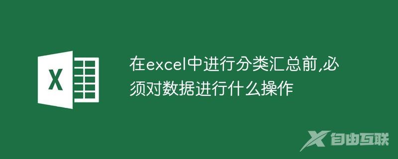 在excel中进行分类汇总前,必须对数据进行什么操作